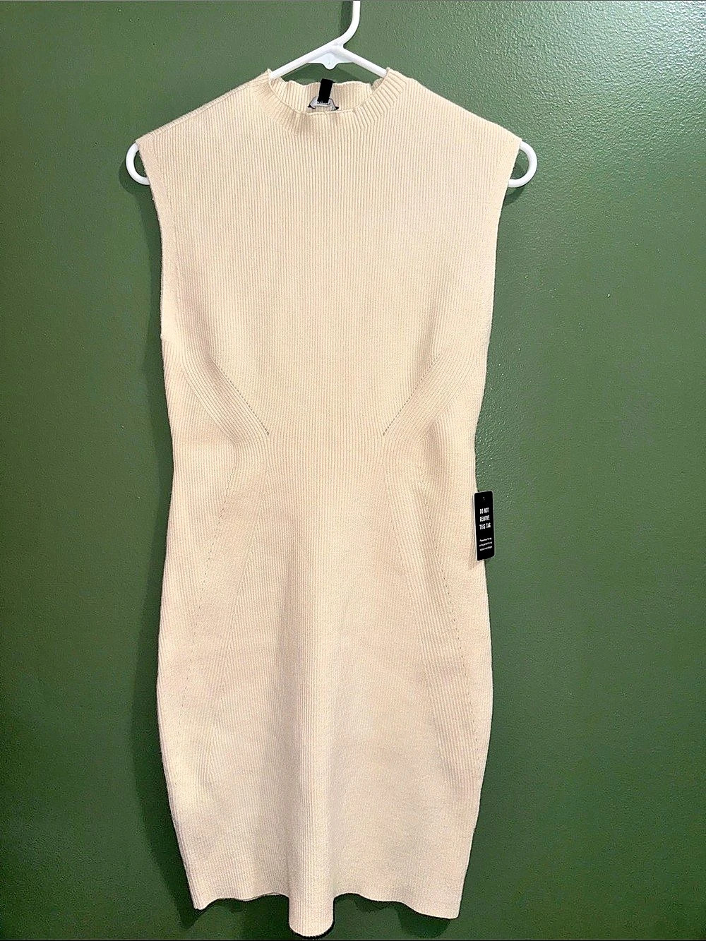 Express Ribbed Midi Dress Cream Size Medium NWT